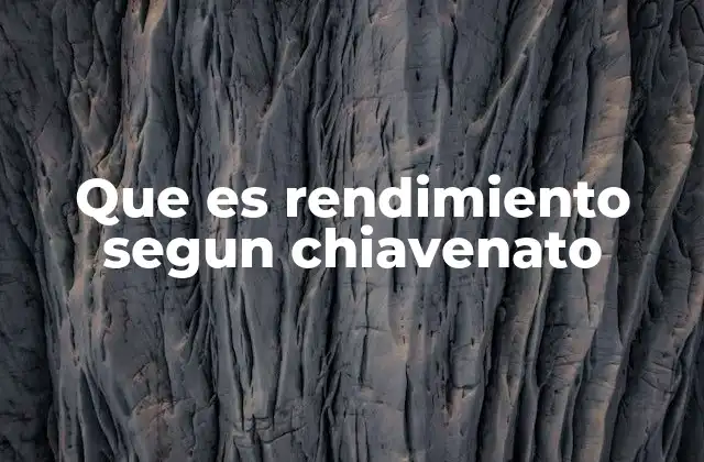 Que es Rendimiento Segun Chiavenato