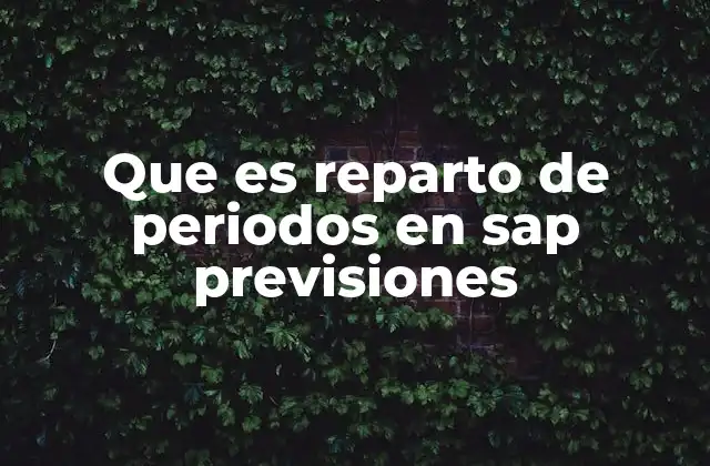 Que es Reparto de Periodos en Sap Previsiones
