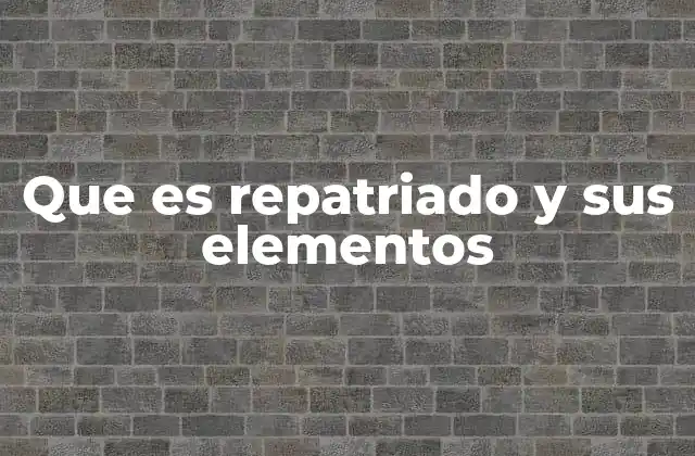 Que es Repatriado y Sus Elementos