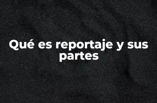 Qué es Reportaje y Sus Partes