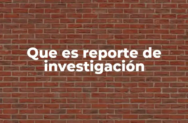 Que es Reporte de Investigación