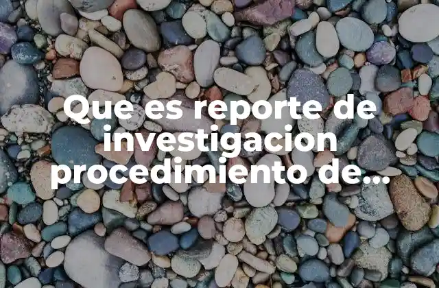 Que es Reporte de Investigacion Procedimiento de Informacion