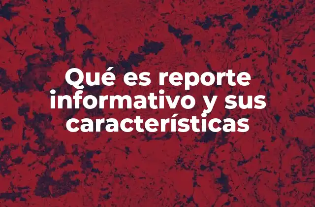 Qué es Reporte Informativo y Sus Características