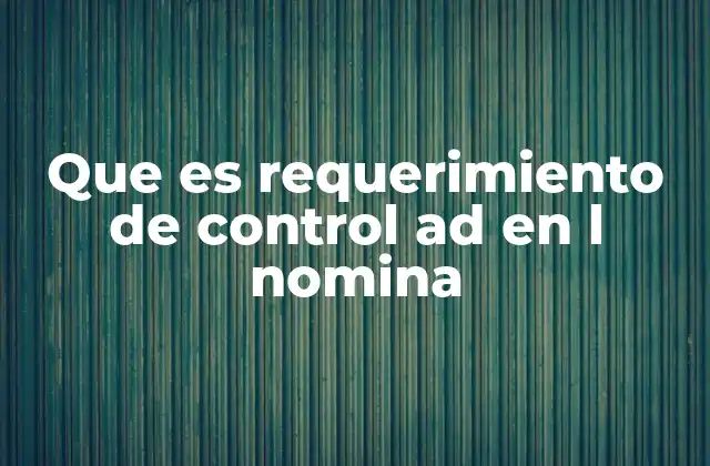 Que es Requerimiento de Control Ad en L Nomina
