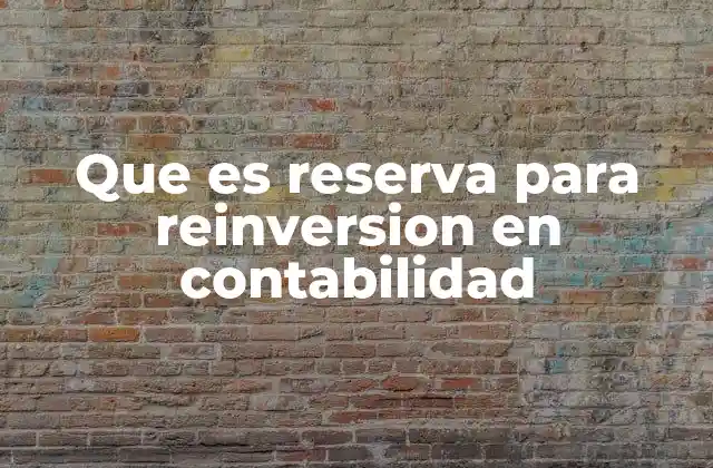 Que es Reserva para Reinversion en Contabilidad