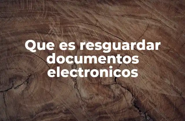 Que es Resguardar Documentos Electronicos