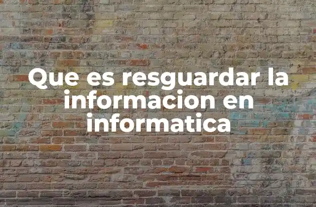 Que es Resguardar la Informacion en Informatica 2 La importancia de proteger la información digital