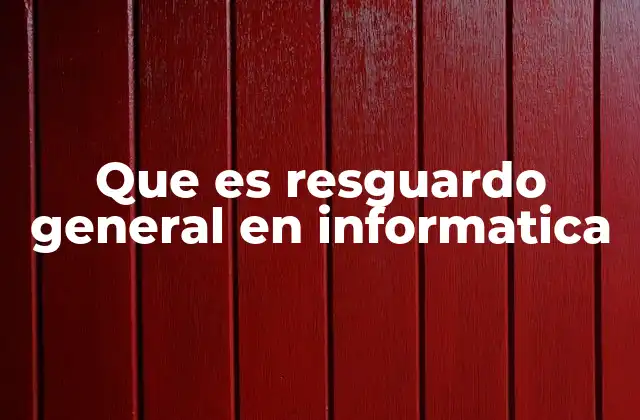 Que es Resguardo General en Informatica