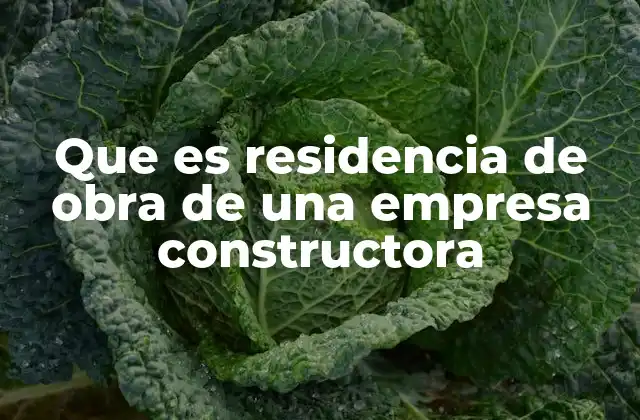 Que es Residencia de Obra de una Empresa Constructora