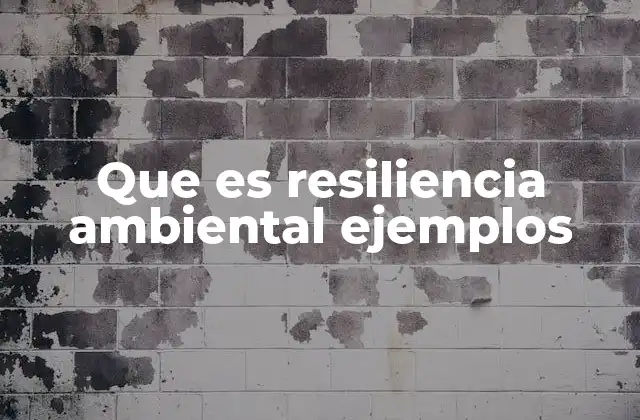 Que es Resiliencia Ambiental Ejemplos