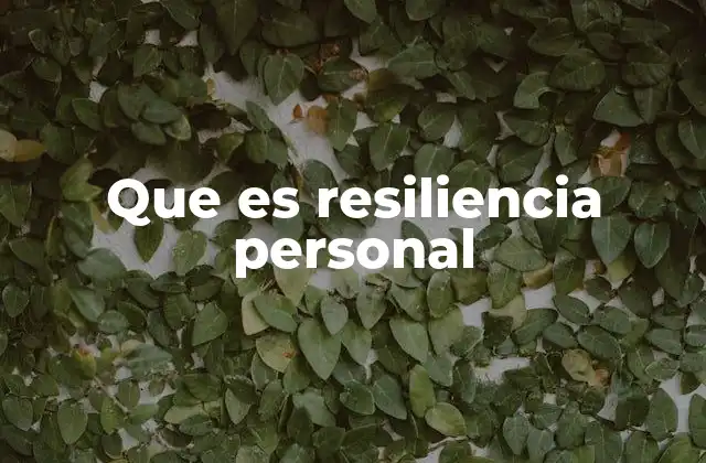 Que es Resiliencia Personal
