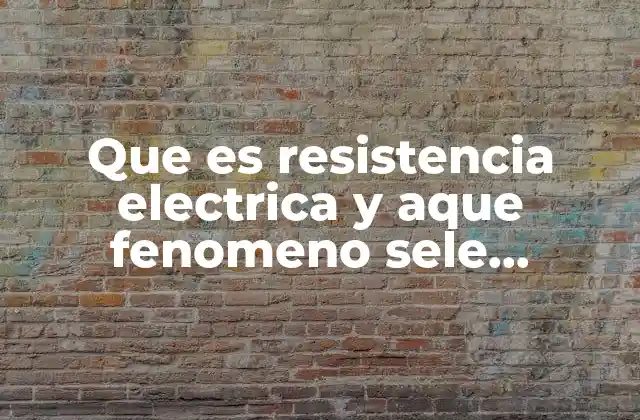 Que es Resistencia Electrica y Aque Fenomeno Sele Denomina Haci