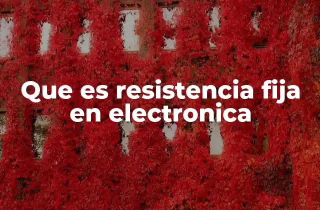 Que es Resistencia Fija en Electronica