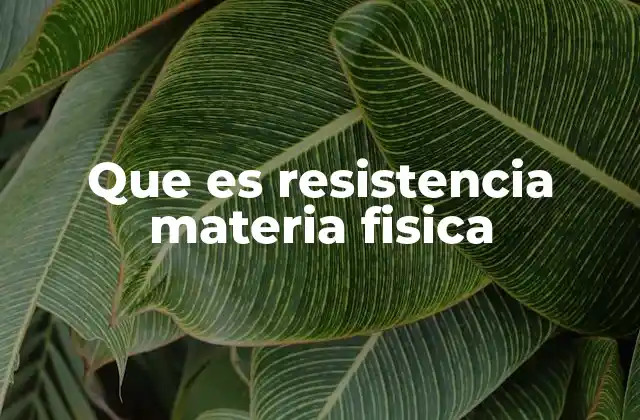 Que es Resistencia Materia Fisica