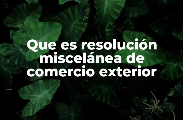 Que es Resolución Miscelánea de Comercio Exterior