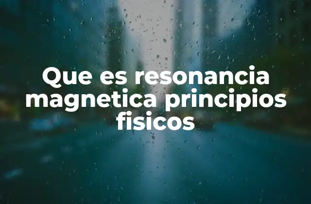 Que es Resonancia Magnetica Principios Fisicos