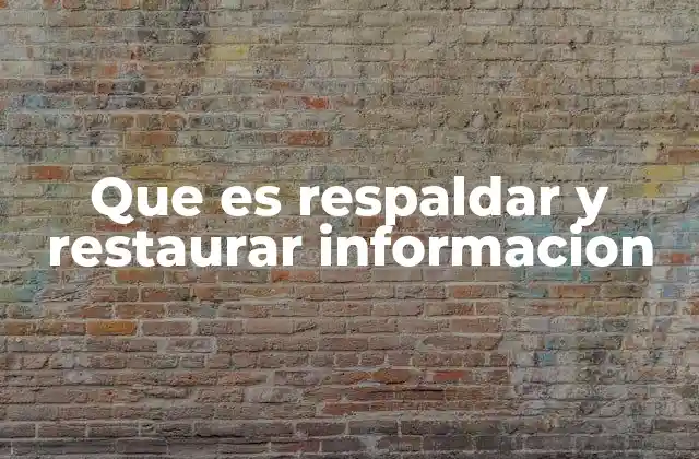 Que es Respaldar y Restaurar Informacion