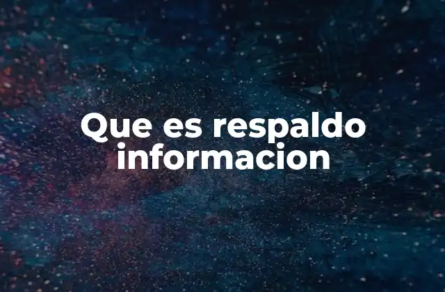 Que es Respaldo Informacion
