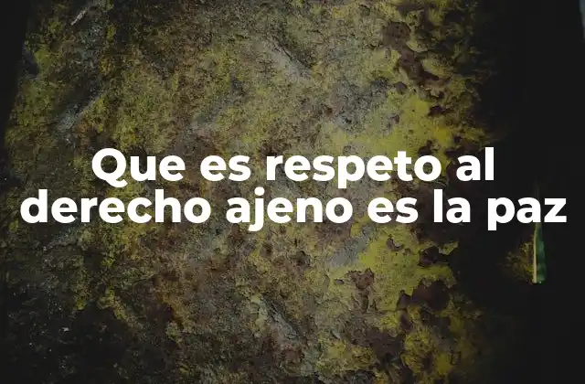 Que es Respeto Al Derecho Ajeno es la Paz