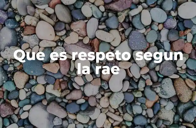 Que es Respeto Segun la Rae