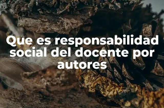 Que es Responsabilidad Social Del Docente por Autores