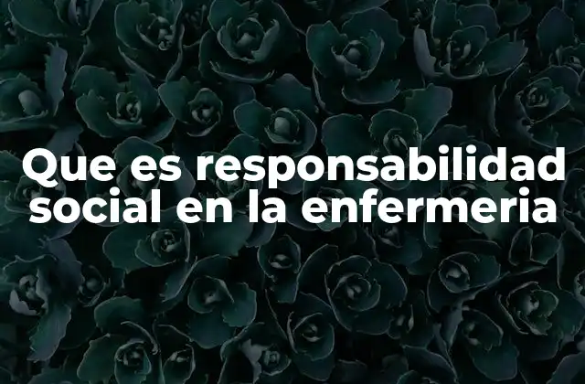 Que es Responsabilidad Social en la Enfermeria