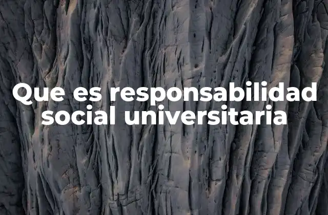 Que es Responsabilidad Social Universitaria