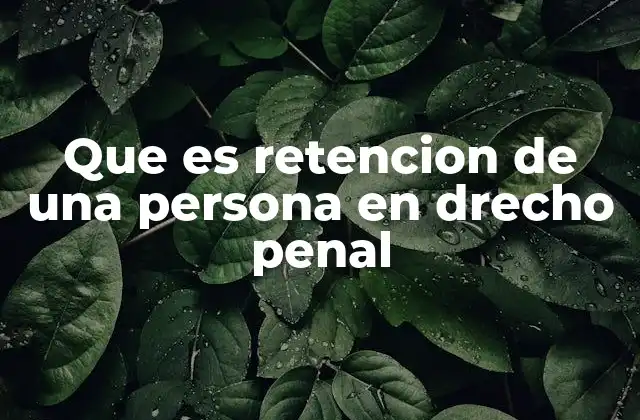 Que es Retencion de una Persona en Drecho Penal