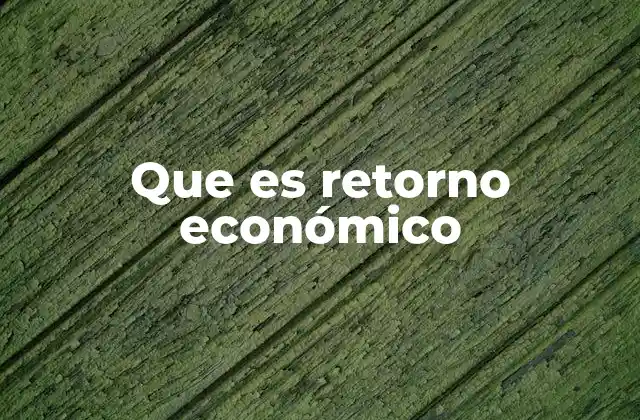 Que es Retorno Económico