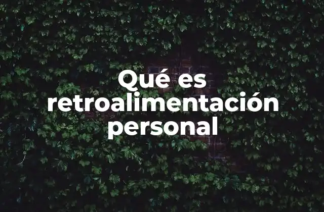 Qué es Retroalimentación Personal