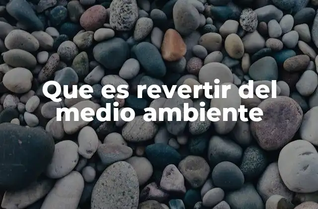 Que es Revertir Del Medio Ambiente