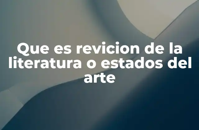 Que es Revicion de la Literatura o Estados Del Arte