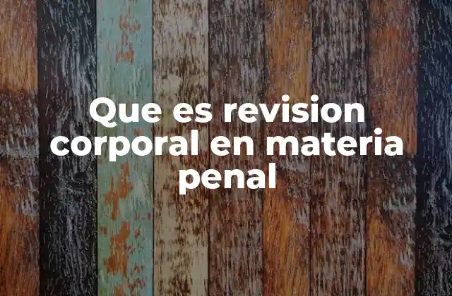 Que es Revision Corporal en Materia Penal