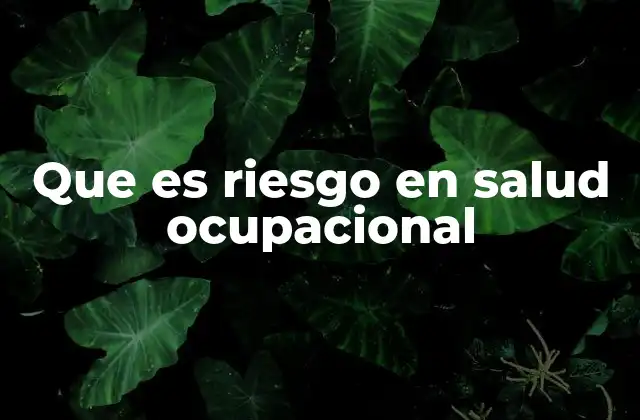 Que es Riesgo en Salud Ocupacional