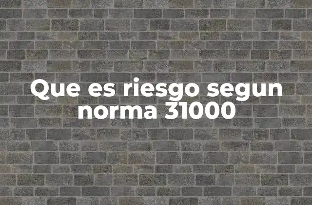 Que es Riesgo Segun Norma 31000