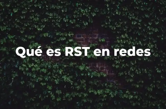 Qué es Rst en Redes