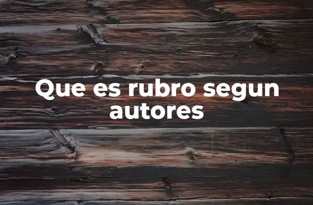 Que es Rubro Segun Autores