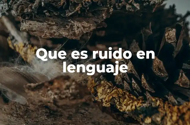Que es Ruido en Lenguaje