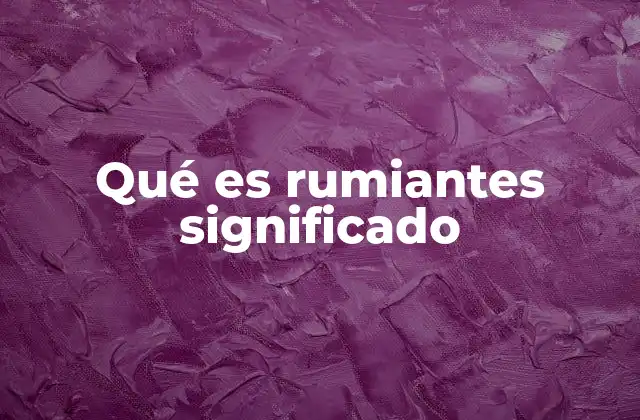 Qué es Rumiantes Significado