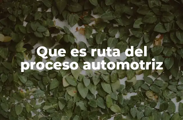 Que es Ruta Del Proceso Automotriz