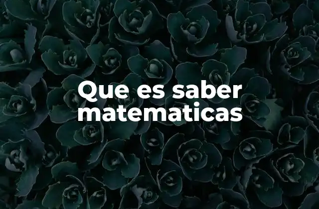 Que es Saber Matematicas