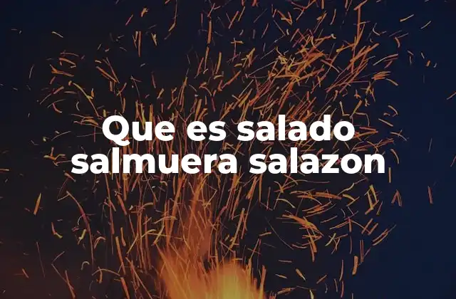 Que es Salado Salmuera Salazon