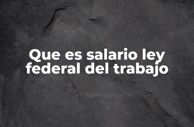 Que es Salario Ley Federal Del Trabajo