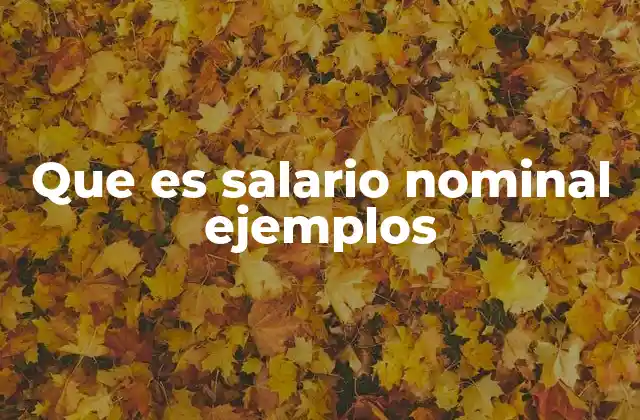 Que es Salario Nominal Ejemplos