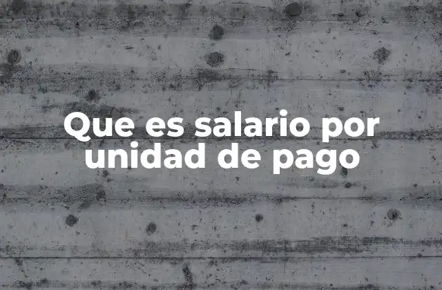 Que es Salario por Unidad de Pago