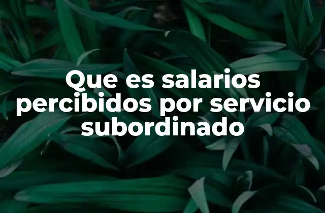 Que es Salarios Percibidos por Servicio Subordinado