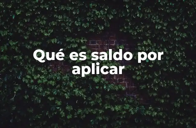 Qué es Saldo por Aplicar