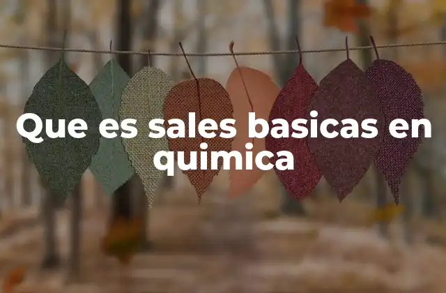 Que es Sales Basicas en Quimica