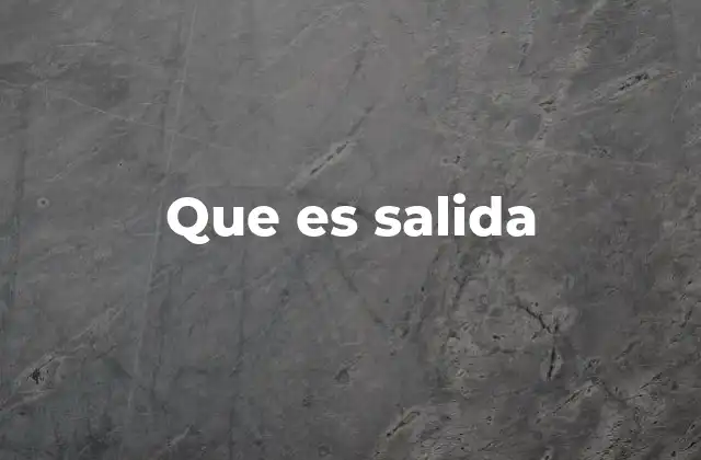 Que es Salida