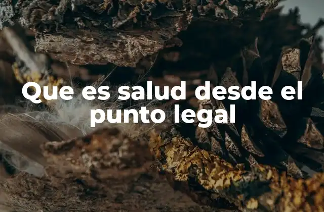 Que es Salud desde el Punto Legal